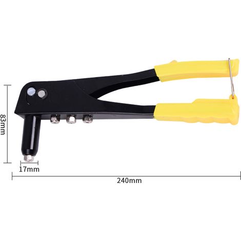 1 pistolet à rivets jaune de 9,5 pouces, pistolet à rivets manuel, pistolet à rivets pop sans effort, petit pistolet à rivets domestique, tire-rivets, pince à rivets, pistolet à rivets jaune de 9,5 po (1/5)