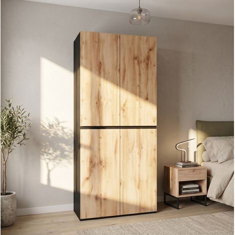Armario de 4 puertas 90 x 50 x 200 cm con barra y cajón para joyas (1/5)