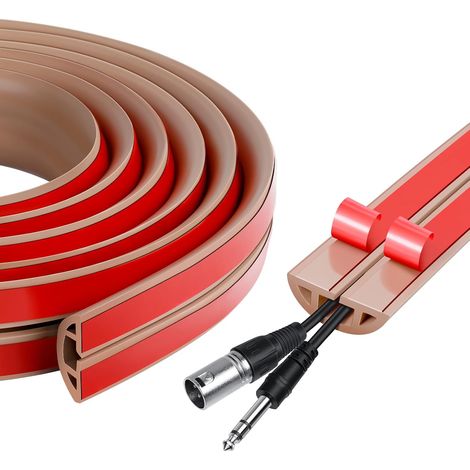 Goulotte Passe Câble,Goulotte Électrique,Cache-Câble en Pc Souple,Convient À Tous Les Câbles d'alimentation,pour La Maison,Le Bureau,L'École,La Salle des Machines,30 Mm × 3 Mètres,Marron (1/5)