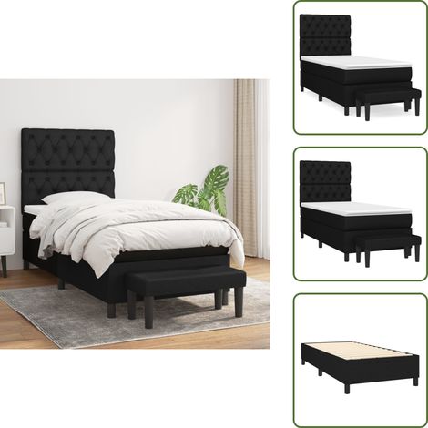 Boxspringbett mit Matratze Schwarz 80x200 cm Stoff - Boxspringbett - Doppelbett - Schlafsofa - Bett Mit Matratze - Bettauflage (1/5)
