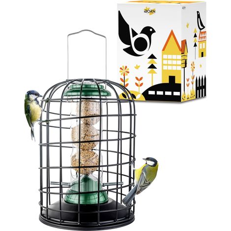 Mangeoire à oiseaux anti-écureuils pour boules de graisse, à suspendre pour oiseaux sauvages, support de boules de graisse énergétique, robuste, finition anti-UV, vert 20,3 cm (1/5)