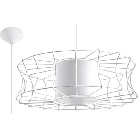 Lampada a sospensione Salerno bianca metallo E27 49cm (1/4)