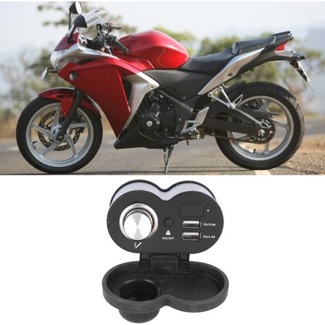 Chargeur allume-cigare 12 V en alliage d'aluminium pour moto avec affichage de la tension (gris) (1/5)