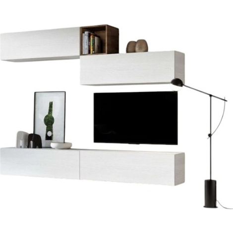 Meuble TV mural blanc koza L 268cm - 4 pièces (1/3)