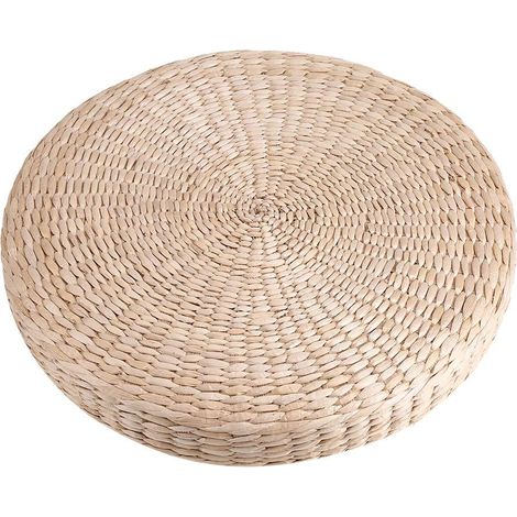 CUYT Coussin de siège Tatami, Pouf en Paille Naturelle Coussin Tatami Coussin Tatami, Rond de 40 cm pour la méditation pour Zen (1/5)