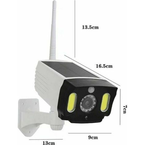 Caméras factices de sécurité et antivol extérieures avec panneau solaire et détecteur de mouvement. CCTV LED étanche, avec lumière (1/5)
