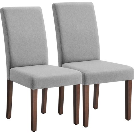 Vasagle – Lot de 2 chaises de salle à manger – Dossier haut ergonomique – Assise épaisse 12 cm – Bois d’hévéa – Dimensions 58 x 48 x 100 cm – Gris tourterelle (1/5)