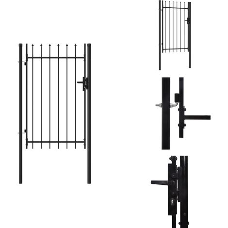 Zauntor Einzelflügel mit Speerspitzen Stahl 1 x 1,5 m Schwarz - Gartentor - Metalltor - Stahltür - Zaunsystem - Hauszaun (1/5)