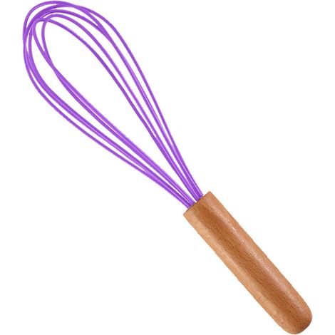 Fouet À Main En Silicone Et Bois De Hêtre - Résistant Aux Rayures Pour Casseroles - Lavable Au Lave-Vaisselle - 10 Pouces (1/5)