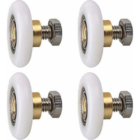 Rouleau de porte de douche, Rouleau Roulette Roue pour Porte de Douche Roulettes Coulissantes Porte Roue de Remplacement pour Rouleau 4 pièces (20MM) (1/4)