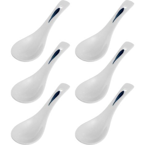 Ensemble de 6 cuillères à soupe en céramique blanche, ustensiles ergonomiques, légers et à la finition lisse, parfaits pour le porridge, le riz, à la maison comme au restaurant. (1/5)