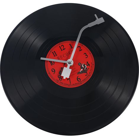 Horloge Murale Ronde en Disque Vinyle 30 CM Rouge Horloge Décorative Rétro sans Pile pour Chambre Bureau Salon – Décoration Murale Vintage Suspendue (1/5)