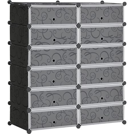 Armoire à Chaussures Modulable 94 x 37 x 108 cm Noir (1/5)