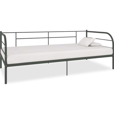 Vidaxl – Cadre de lit de repos gris métal 90x200 cm – Structure robuste en métal – Hauteur 27,5 cm – Assemblage requis pour usage quotidien (1/7)