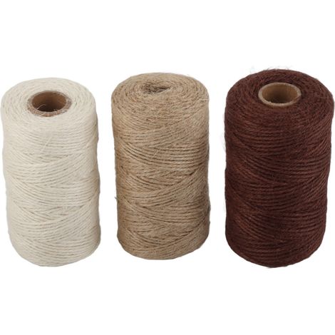 3Pcs Jute Rope White Brown Khaki Braided Cordage DIY Packing Thick Thread Supplies 2mm (1/5)