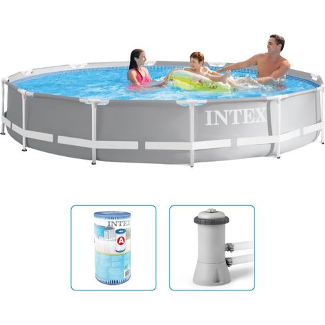 Piscine Intex Prism Frame - 366 x 76 cm - Ronde - Avec pompe de filtration