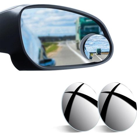 Toter-Winkel-Spiegel Auto Echtglas 360° Weitwinkel Einstellbar 2 Stück Rund (1/5)