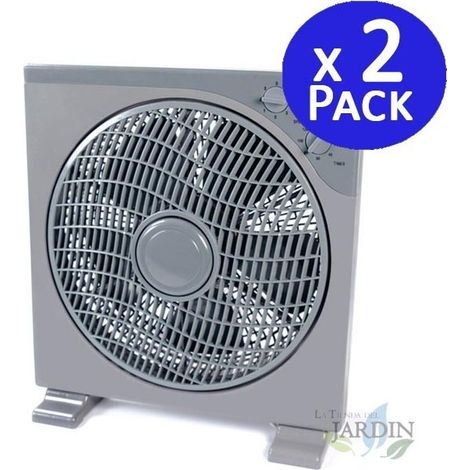 Suinga – Lot de 2 ventilateurs de table 12'' 40W – 5 pales – 3 vitesses – Rotation 360° – Minuterie 2h – Moteur silencieux