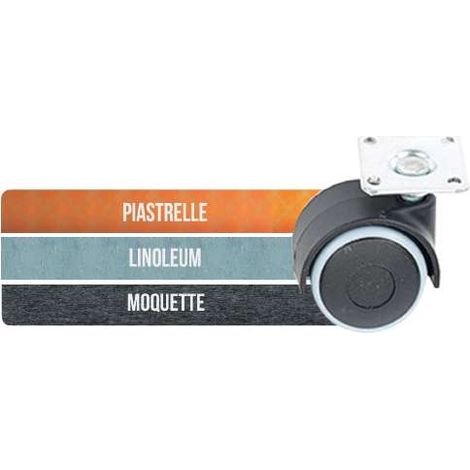 Ruota Nylon Grigio Mm.40 Piastra Mm.38X38