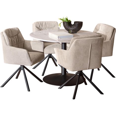 Conjunto de mesas y sillas para comedor Norsica 1017 , 75x0x0cm, Diámetro: 110, Número de asientos: 4, Estilo: Contemporary