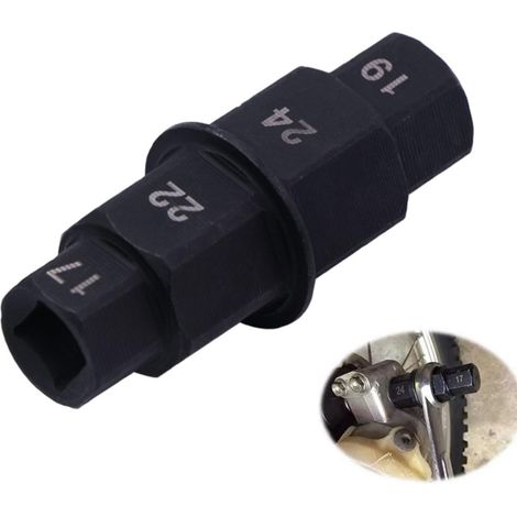 Outil de démontage d'essieu pour moto, adaptateur de douille hexagonale pour roues avant/arrière, clé à axe 17mm, 19mm, 22mm, 24mm, extracteur de broche robuste. (1/4)