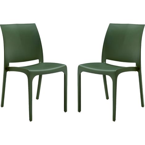 Sedia impilabile in polipropilene per interni ed esterni Volga Verde Set 2 pezzi (1/2)