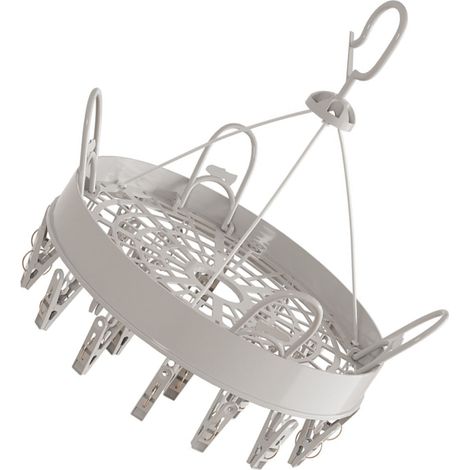 Étendoir à vêtements d'intérieur à pinces multiples pour balcon, porte-chaussettes et sous-vêtements bébé, étendoir pliable multifonctionnel pour la maison, rond blanc à 24 pinces (1/5)