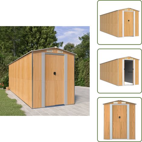 Gartenschuppen & Geräteschuppen - Living Geräteschuppen Hellbraun 192x606x223 cm Verzinkter Stahl (1/5)