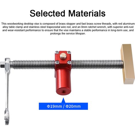 Étaux d'établi bois rapide serre-établi presse établi fixation rapide bloc arrêt laiton outil pratique 19mm 20mm