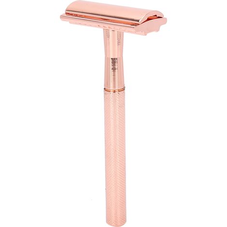 Sicherheitsrasierer aus Zinklegierung mit rutschfestem Griff für eine gründliche Rasur (Roségold) (1/5)