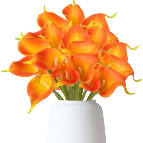 Fleur Artificielle Calla Lily - Tige Flexible 35 cm - Décoration Mariage Bureau Maison Événement - 20 Pièces (1/5)
