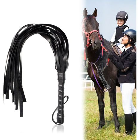 Crop Équitation - Cuir Synthétique - Poignée Antidérapante - Pour Entraînement Cheval et Saut d'Obstacles - 1 Pièce (1/5)