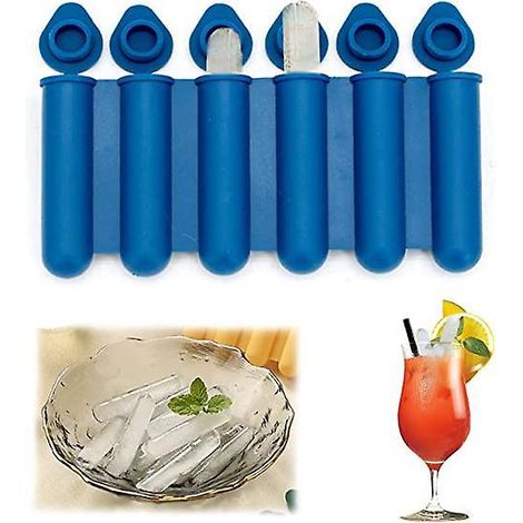 moules En Silicone Pour Mini Glaons Avec Couvercles (bleu Marine), Troits Et Longs, Faciles Pousser Et Poser, Pour Faire 6 Bouteilles D'eau, Ada (1/5)