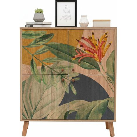 Aparador Agyemang, Alacena 3 Estantes, 4 Puertas, 4 Espacios, 95x36x111h cm Roble Marrón