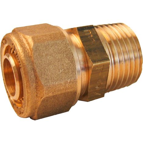 Raccord pour tube PER à compression diamètre 12mm mâle 3/8