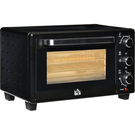 Mini four 21L, en acier, acier inoxydable et verre, noir, 46,4 x 38 x 28,5 cm, pour maison et usage quotidien, 1400W, 100°C-230°C