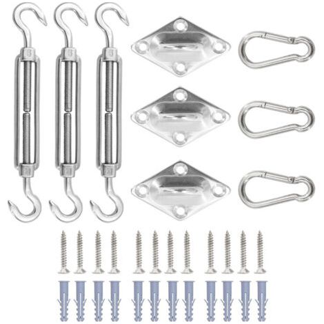 33 pièces accessoires de voile d\'ombrage en acier inoxydable, kit d\'auvent extérieur pour terrasse de jardin, vis à crochet à ressort,5mm (1/5)