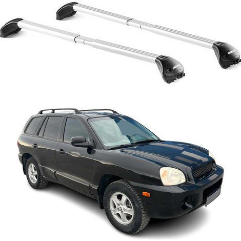 OMAC Dachträger Querträger TÜV geprüft für Hyundai Santa Fe 2001-2012 – Abschließbar (4 Schlösser) – Max 100 kg – Edelstahlband + Gummischutz Silber (1/5)
