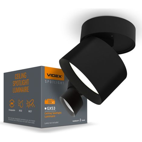 Faretto soffitto orientabile 1x Videx Spotlight GX53 nero