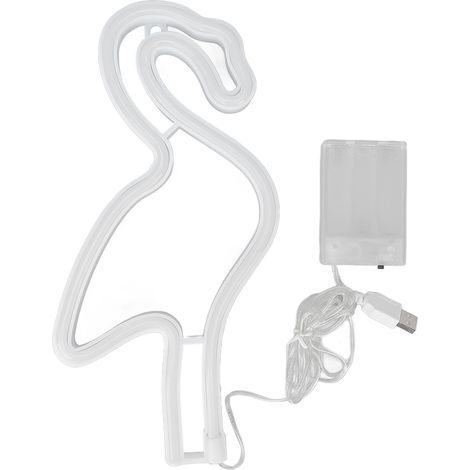 Lumière Néon Flamant Rose Mignon LED, Alimentation par Batterie ou USB, Décor pour Chambre Enfant Salon Bar Fête (1/5)