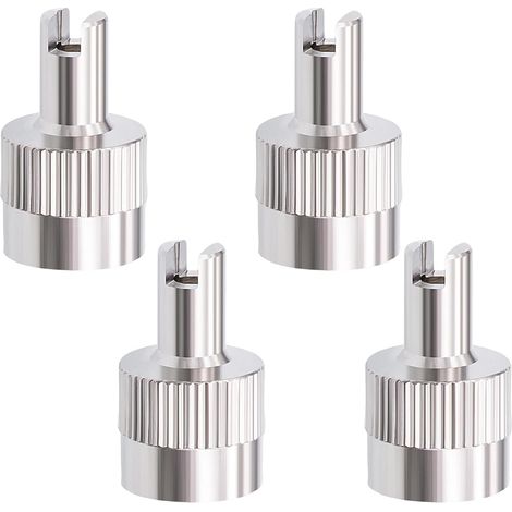 4 Pcs Bouchons de Valve de Voiture, Bouchon de Valve de Pneu en Métal, Capuchons de valves de Voiture, pour Voitures Bicyclette Moto (1/5)