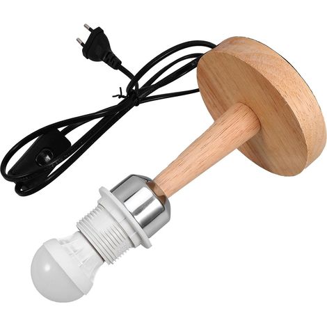 Pied de Lampe de Table Artisanal en Bois E27 Rond Stable Base Plate pour Décoration de Bureau et Chambre à Coucher (1/5)