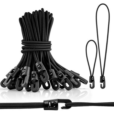 30 Tendeurs Élastiques avec Crochets pour Bâches et Toiles Tentes Tarp Sandow Corde Élastique Attache Bâche en Deux Tailles 15 cm et 25 cm