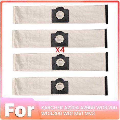 Lot de 4 sacs à poussière pour aspirateurs KARCHER A2004, A2204, A2054, A2656, WD2 et WD3. (1/5)
