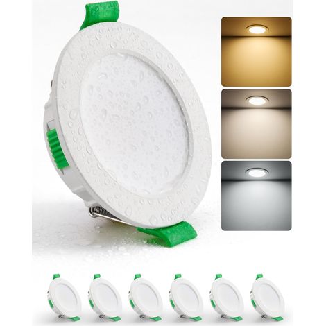 Spot LED Encastrable 55mm - 68mm Trou, 4W Extra Plat Spots de Plafond Salle de Bain, Blanc Chaud 2700K Neutre 4000K Froid 6000K Reglable, IP44 Etanche, Lot de 10
