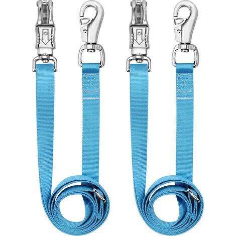 Sangle croisée pour cheval en nylon lourd, longe de remorquage avec boucle d'urgence et boucle rapide, double mousqueton, lot de 2, Bleu (1/3)