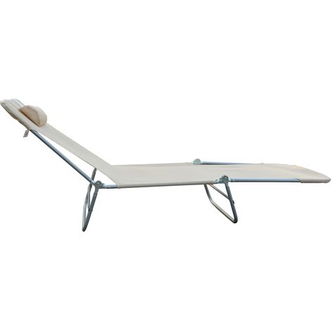 Klappbare Liege mit Kissen, Gartenliege, Strand- und Campingstuhl, beige