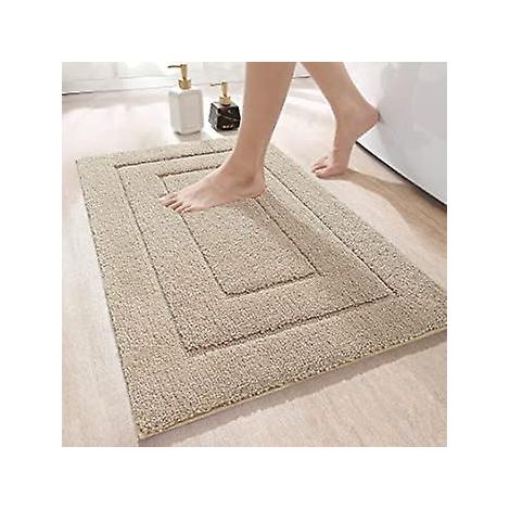 40 X 60 Cm,beige Tapis De Bain Antidrapant,tapis Salle Bain Moelleux En Microfibre,absorbant L'eau,lavable En Machine,extra Epais Tapis De Douche (1/4)