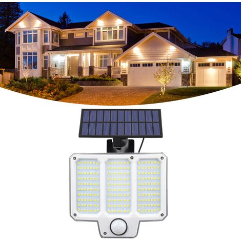 210 LEDs, 300 lm Bewegungsmelder-Wandleuchte, für Terrasse/Garage, IP44, 14 cm (5,51 Zoll) geteiltes, abnehmbares Solarpanel, mit Fernbedienung, ideal für den Einsatz am Tag. (1/5)