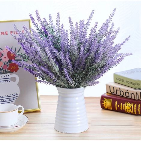 10 bouquets de fleurs artificielles de lavande violettes pour la décoration de la maison, de la table, du jardin ou d'un mariage.-AquaForge (1/5)